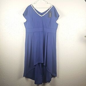 Shopwonder Women's Blue 3XL V-Neck High-Low formal Dress